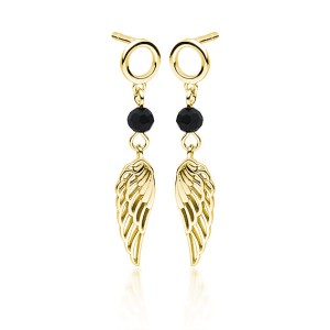 Cercei argint lungi placati cu aur galben cu aripi Black Spinel DiAmanti Z1708EG_B-DIA (Argint 925‰ 1,6 g.)